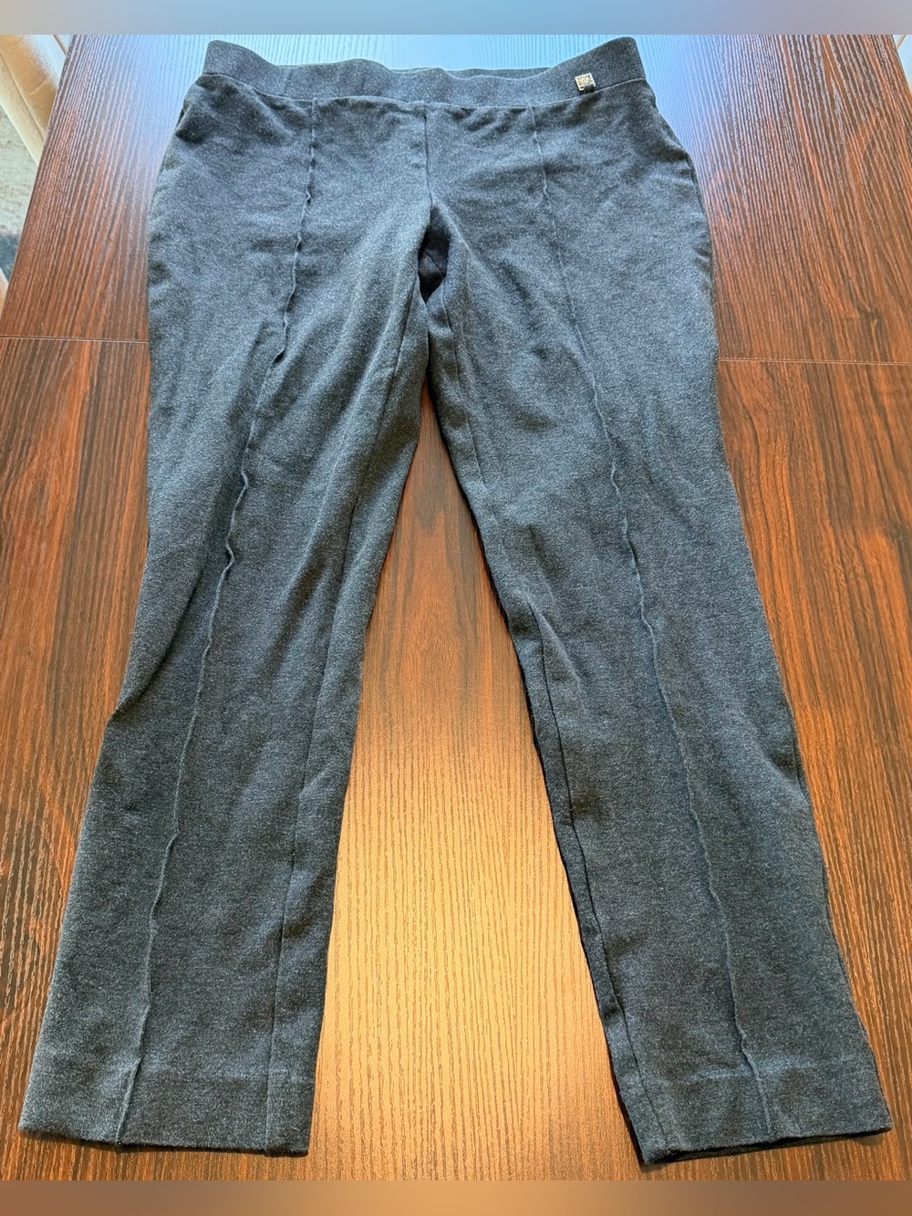 Anne Klein Womens Charcoal Gray Seamed Front Knit Stretch Pants Leggings Size 8